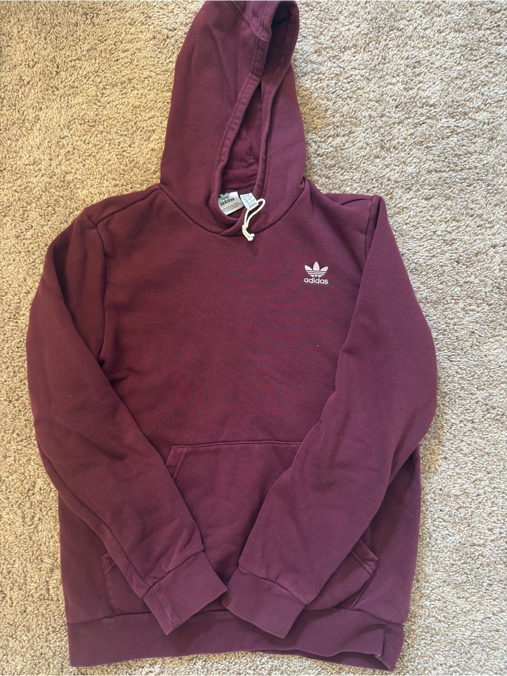 Adidas Boys Maroon Pullover Hoodie
